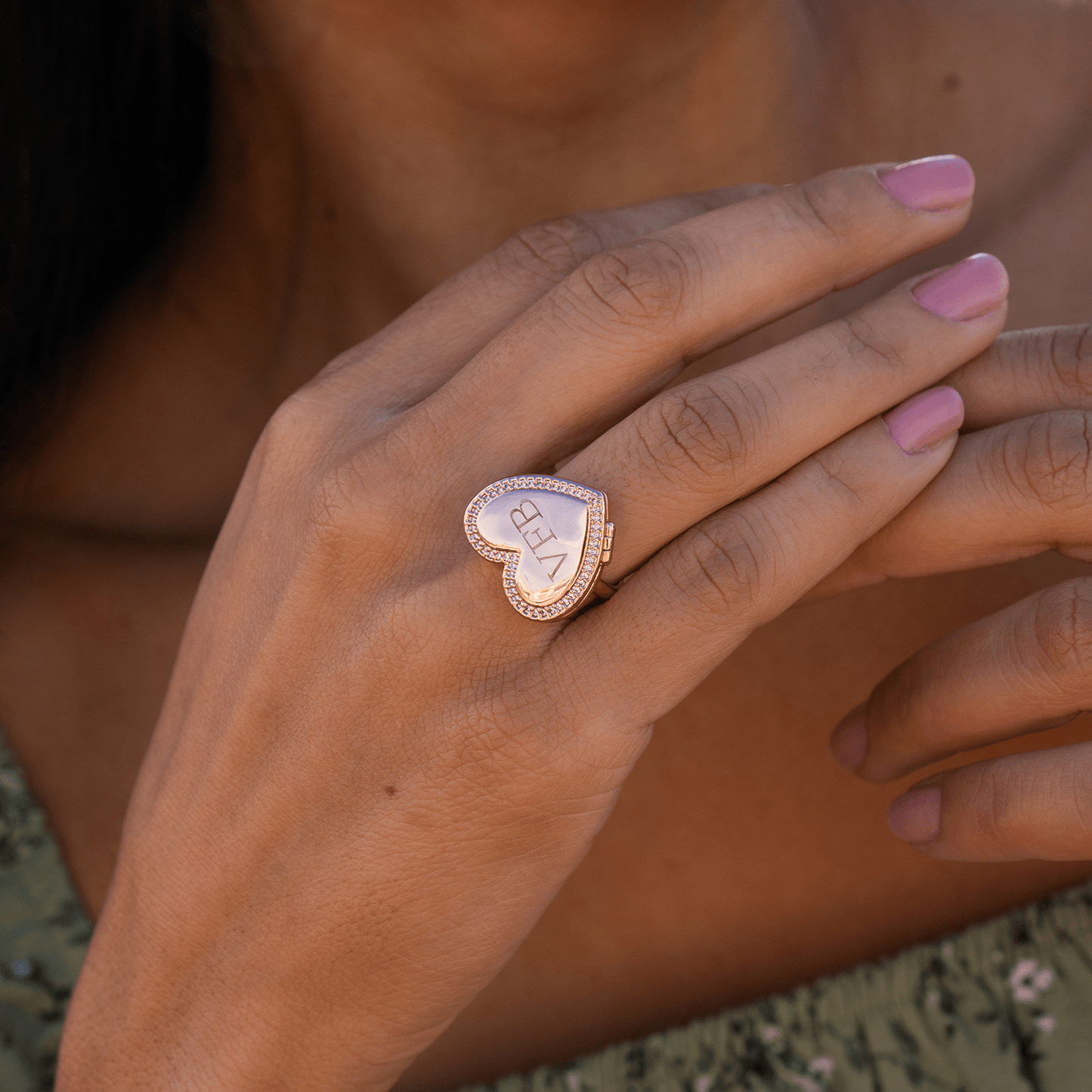 Personalised Heart Locket Ring