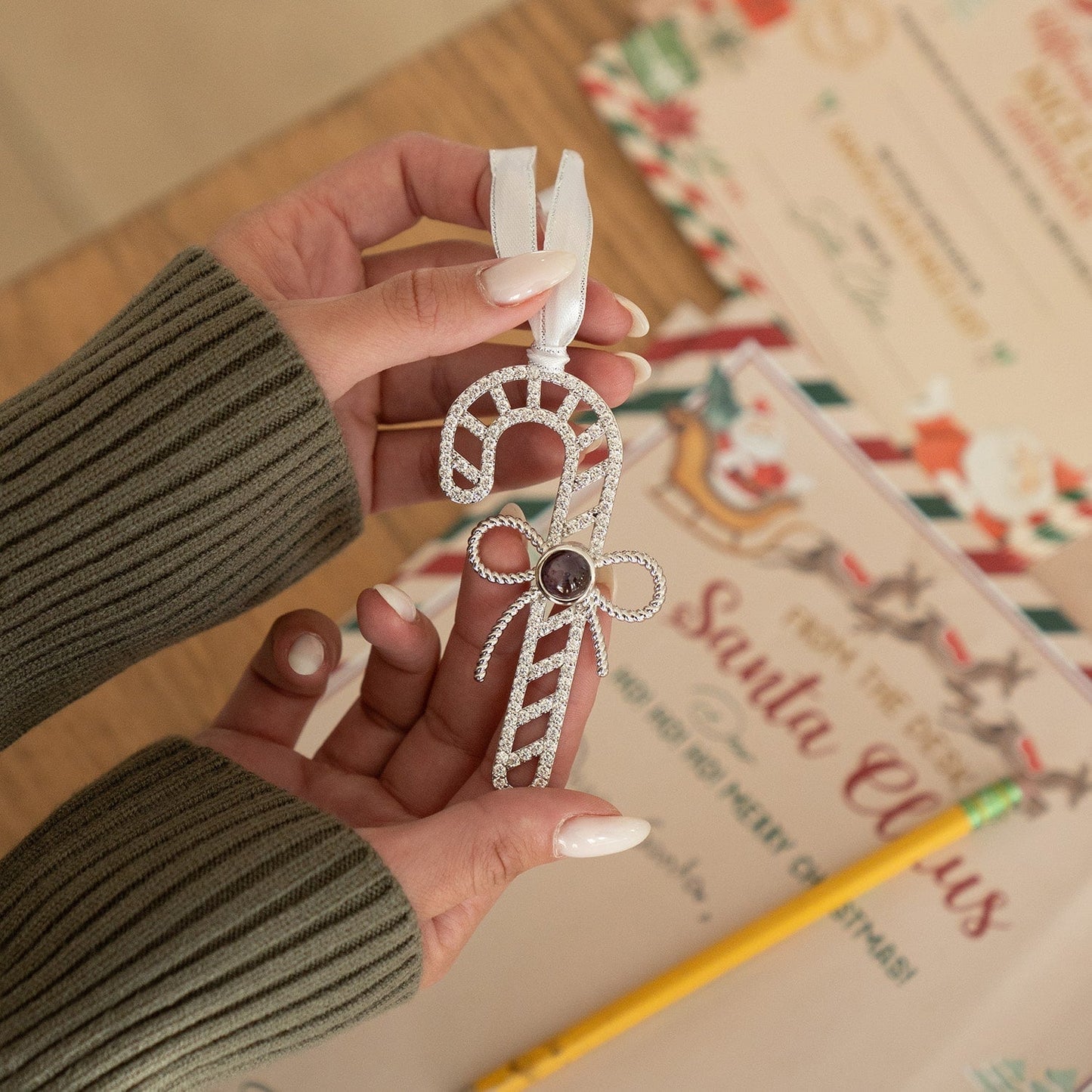 Personalised Candy Cane Photo Ornament