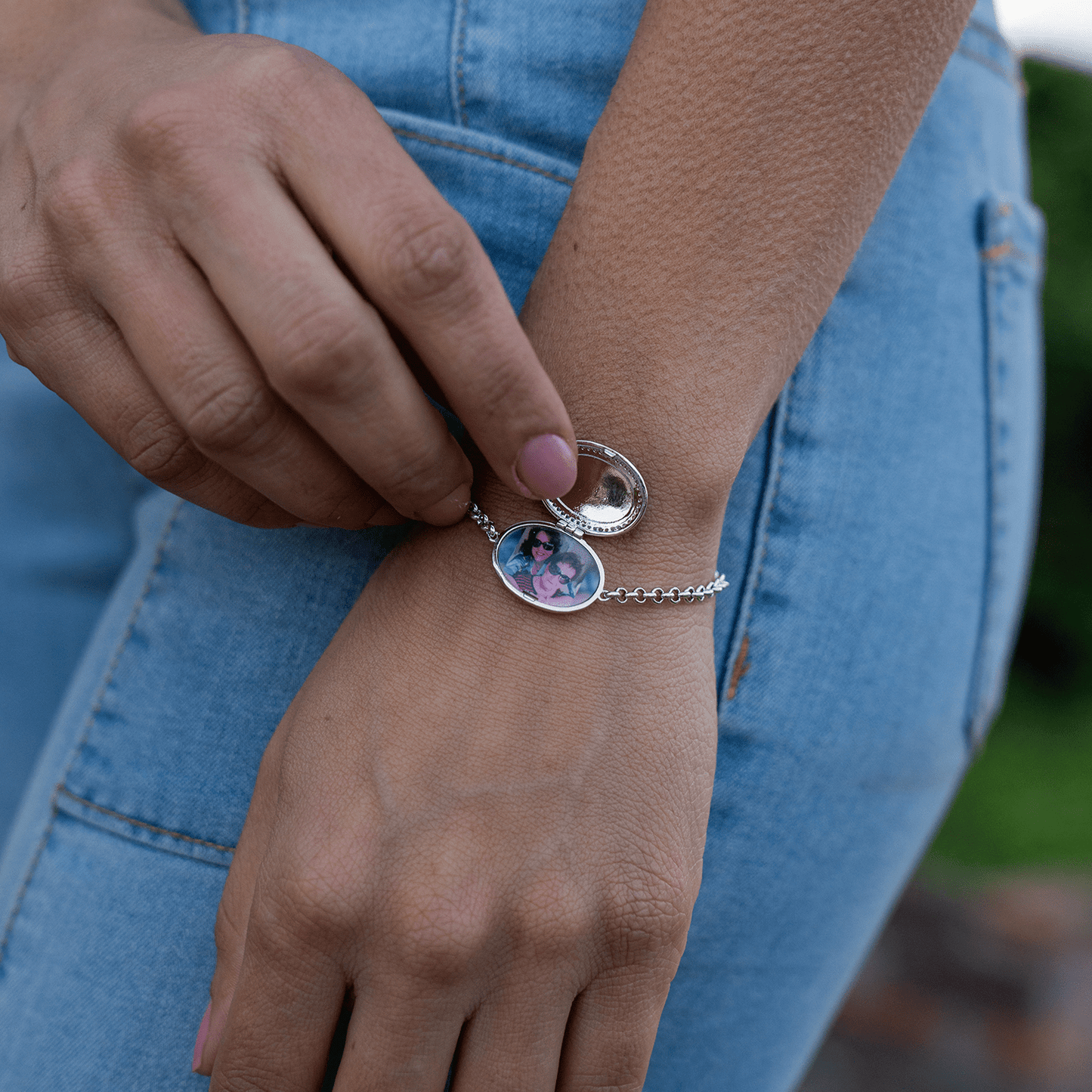 Personalised Oval Locket Bracelet